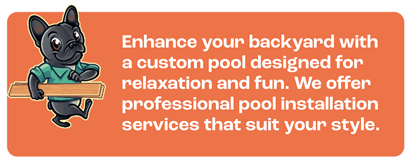 A lush backyard with a custom-designed pool and surrounding deck for relaxation and entertainment.